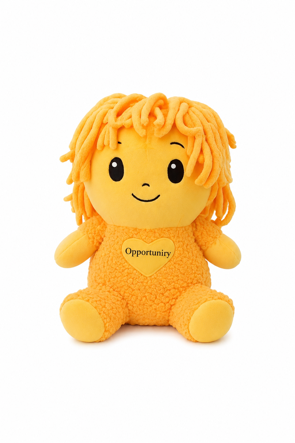 Opportunity Op plush doll, yellow with an opportunity heart patch